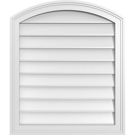 Ekena Millwork Arch Top Surface Mount PVC Gable Vent: Functional, w/ 2"W x 1-1/2"P Brickmould Frame, 24"W x 28"H GVPAR24X2802SF
